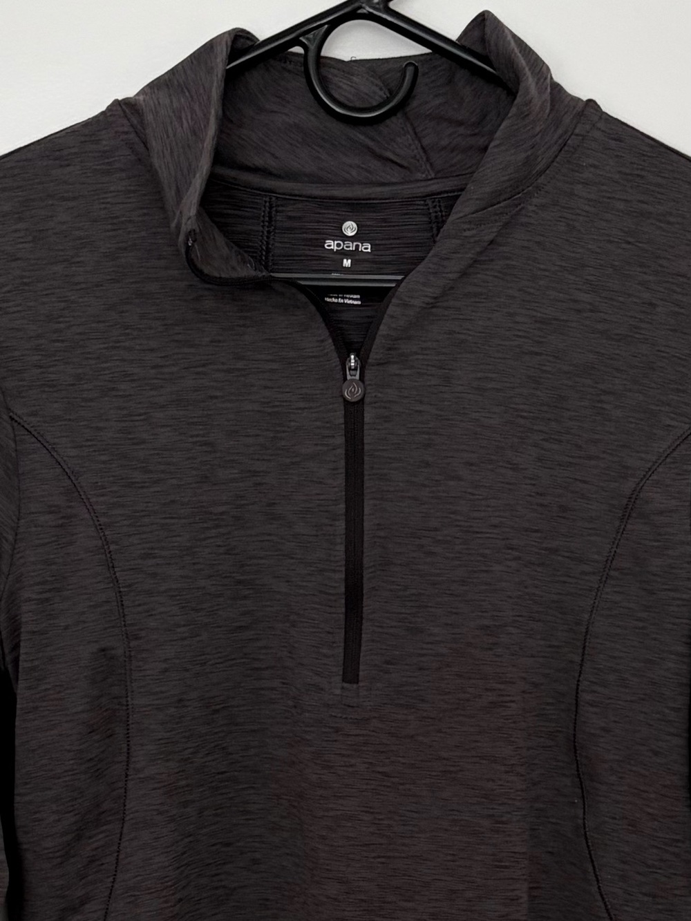 Apana Gray/Charcoal Heather Athletic Long Sleeve Yoga Quarter-Zip Pullover Med